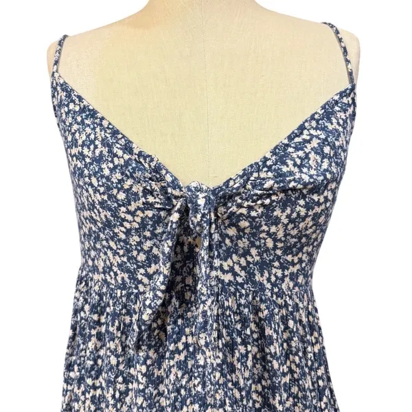 Arizona Jean Co L Blue Floral Tie Front Button Down Ruffle‎ Midi Dress Cottage - Image 2