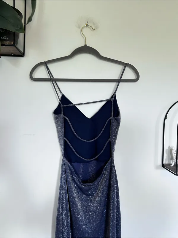Windsor V Neck Open Strappy Back Sleeveless Glittery Sparkly Mini Dress Small - Image 4