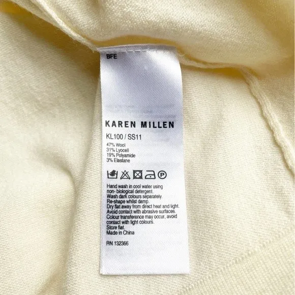 Karen Millen Wool Blend Sweater Dress Size 2 Cream Knit Bodycon Mock Neck Mini - Image 10