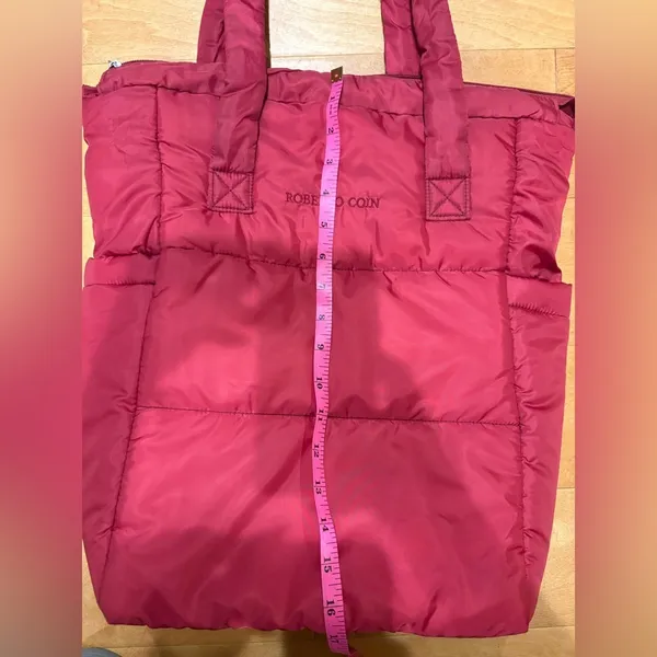Roberto Coin tote nylon bag red side pockets - Image 2