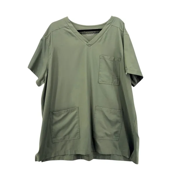 Scrubology Womans Scrub Top Size 2XL Olive Green Nurse Doctor‎ Medical Uniform - Image 2