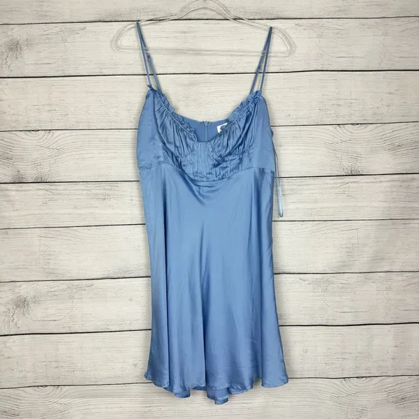 ASTR The Label Ellison Satin Sweetheart Mini‎ Dress Baby Blue Womens Size Large - Image 3