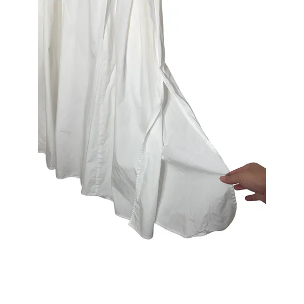 Emanuel Ungaro White Cotton Poplin Pleated Maxi Skirt Side Slit Size 6/40 - Image 4