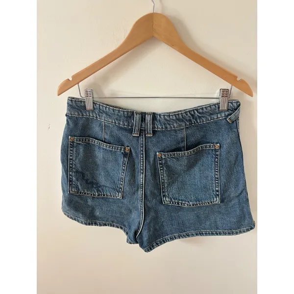 We The Free Free People Blue Denim Utility Patch Pocket Shorts Size 30 - Image 2