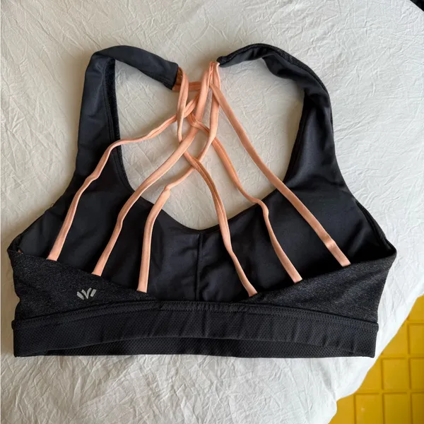 Forever 21 Black and Peach Sports Bra - Image 2