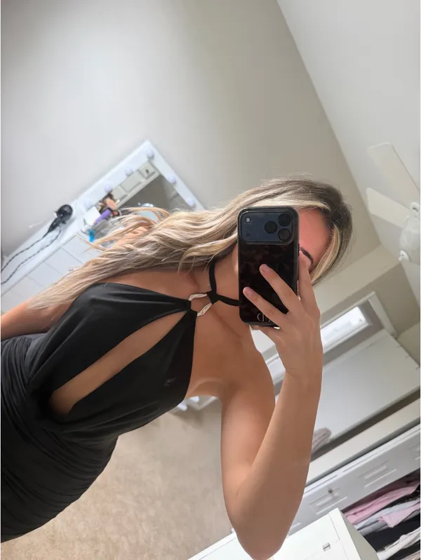 Peppermayo black lowcut dress with silver hardware - Image 5