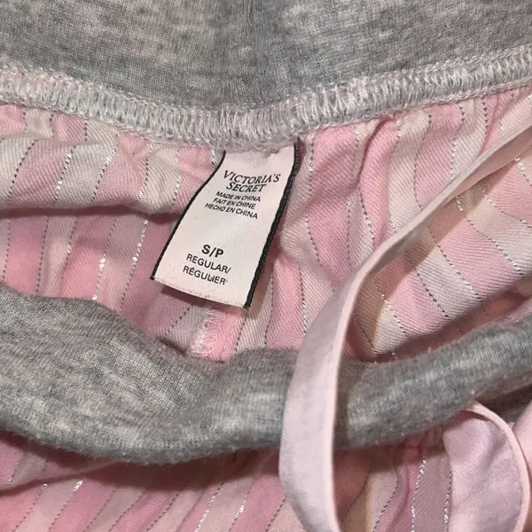 ✨ Victoria's Secret Pink/Grey Metallic Silver Striped Pajama Pants✨ - Image 5