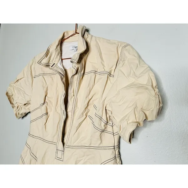 ROSETTA GETTY COLLECTIVE Off White Beige Twill 100% Cotton Bone Dress Size 10 - Image 6