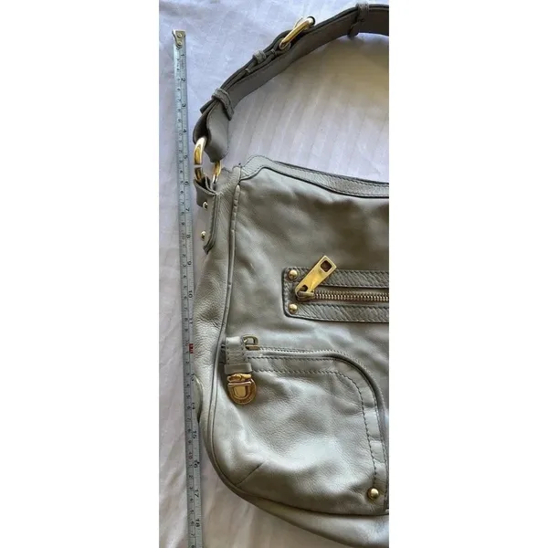Vintage Marc Jacobs Christy Leather Gray Gold Handbag Iconic Shoulder Bag Purse - Image 5