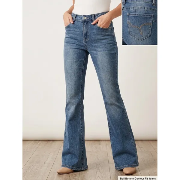 YMI Bell Bottom Contour Fit Jeans Medium Wash Flare Denim P011542 Womens 9/29 - Image 2