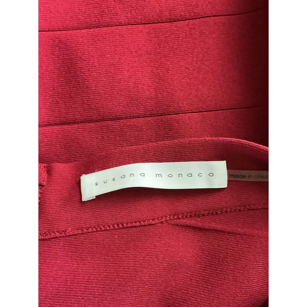 Susana Monaco‎ Burgundy Bandage Strapless Mini Dress Laser Cut Scallop Hem Small - Image 6