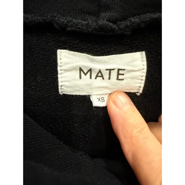 MATE the Label Women Hoodie XS Black Organic Cotton Raglan Pullover - Image 4