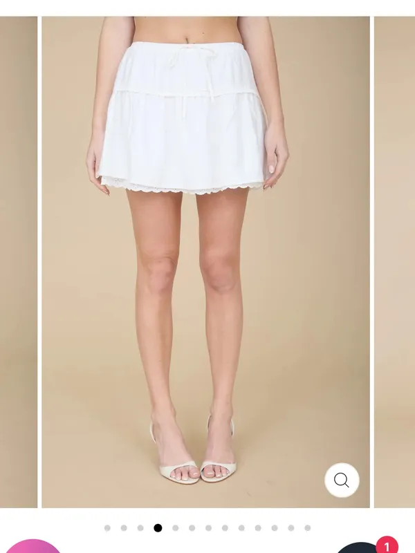 NEW White Eyelet Lace Trim Tie Waist Mini Skirt – Small - Image 4