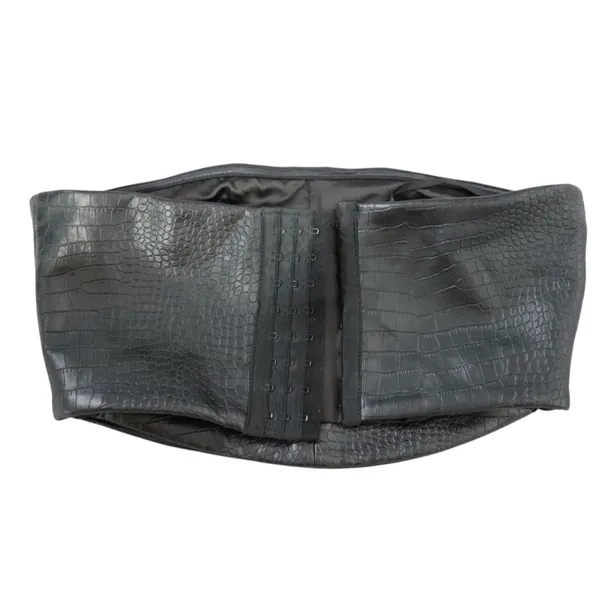 Meshki Black Faux Croc Tube Top & Mini Skirt Set - Image 5