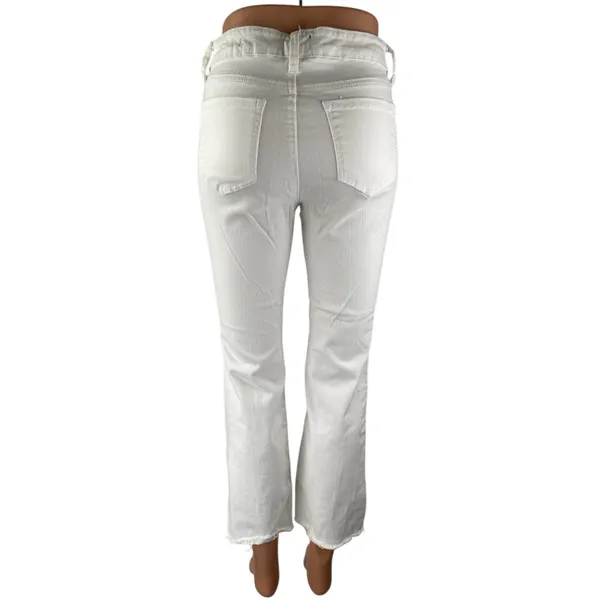 Scoop Women's White High Waisted Flared Bootcut Y2K Cropped Denim Jeans Size 4 - Image 2