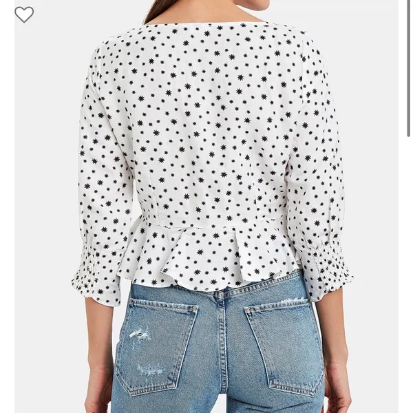 Rixo white stars sameera linen blend starry button down‎ blouse size large Black - Image 3