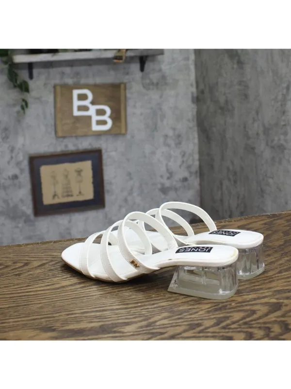 Jones New York Strappy Block Heel Slide Sandal Open Toe JNY-UNIKA White 8M - Image 2