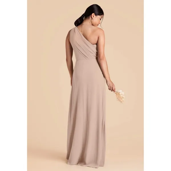 Birdy Grey Kira Chiffon Taupe Convertible One Shoulder Maxi‎ Dress Size Medium - Image 7