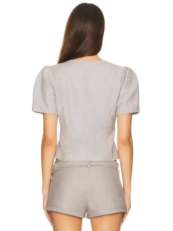 LIONESS Femme Blouse in Grey XLarge New Womens Cropped Jacket Blazer - Image 3