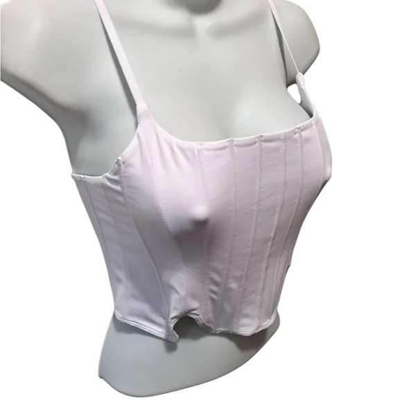ReoRia Sexy Square Neck Trendy White Clean Girl Corset Crop Top Sz L - Image 5