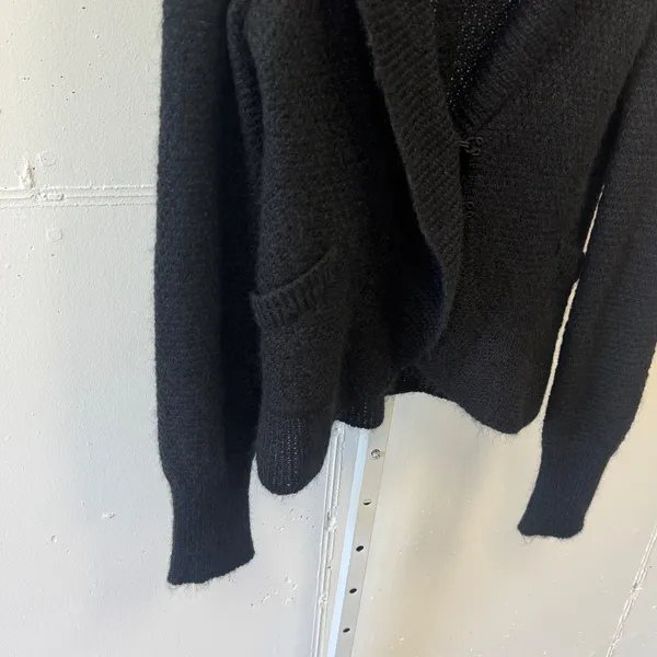 Vanessa Bruno Black Mohair Alpaca Shawl Collar Cardigan Sweater Italy Womens 2 M - Image 4