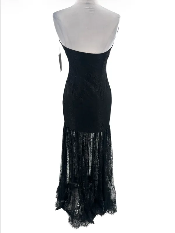 RETROFETE Jeanette Strapless Lace Sheer Black Maxi‎ Dress Size XS - Image 4