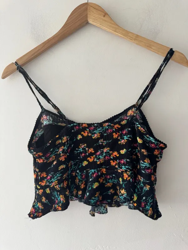 NWOT Free‎ People We The Free Adorable Floral Crop Sweetheart Peplum Cami Top - Image 3