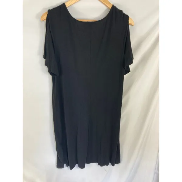 Adrianna Papell Flutter Sleeve Black Comfortable Midi Dress Size Large - Image 4