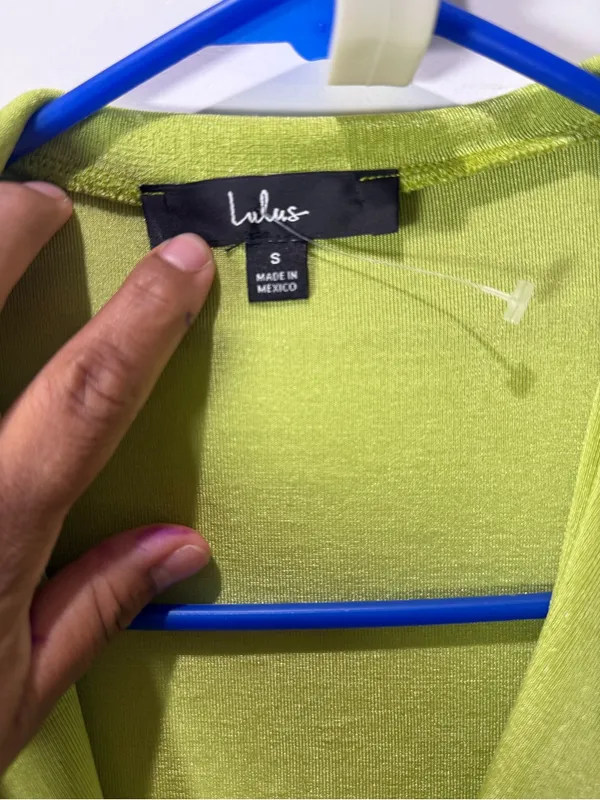 Lulu's Lime Green Twist-Knot Cowl Crop Top - Image 3