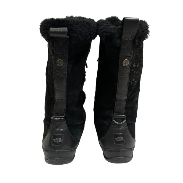 The North Face Primaloft Womens Fur Leather Mid Lace Up Snow Boots Black‎ SZ 8.5 - Image 6