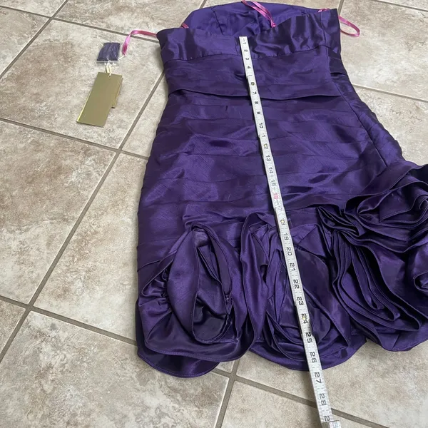 Cinderella Divine Purple‎ Strapless Embellished Ruffle Party Dress Size M NWT - Image 12