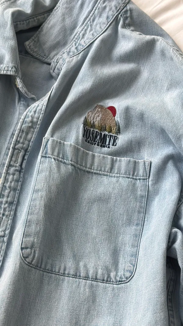 Abercrombie & Fitch Oversized Jean Shirt Embroidered - Image 2