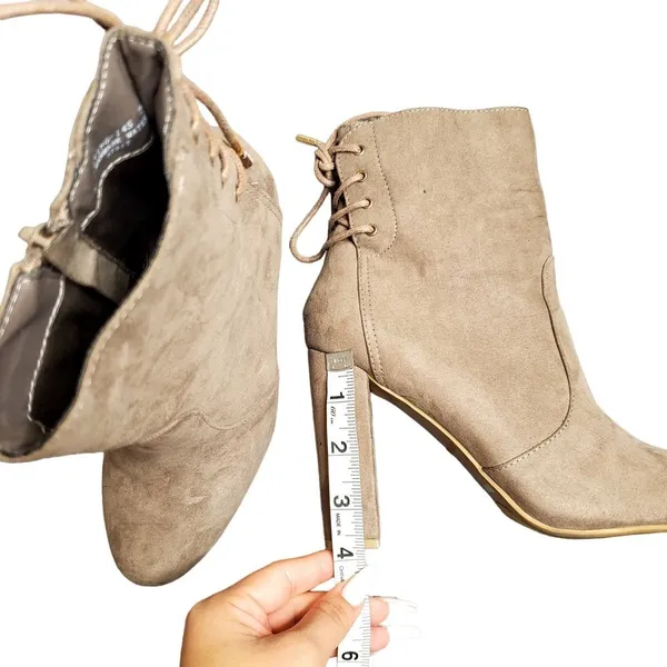 Bamboo‎ Tan Suede Lace Up Platform Booties - Image 5
