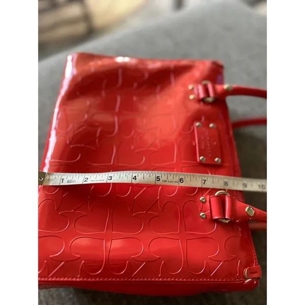 Kate Spade New York Red Patent Leather Heart Embossed Tote Bag Handbag **seedesc - Image 7