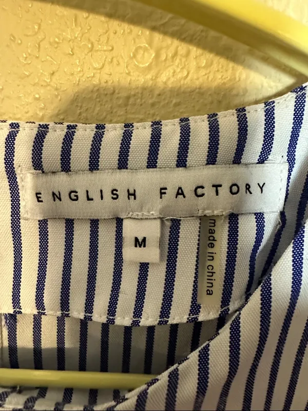 English Factory Light Blue and White Striped Mini Dress Size‎ Medium - Image 4