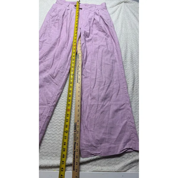 Banana Republic Pink Lavender Linen Wide Leg Pleated Pants Size 8 High Rise - Image 5