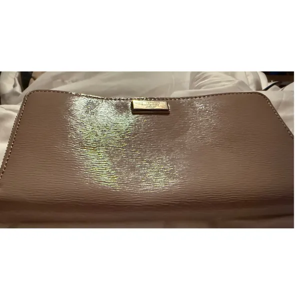 Kate Spade New York Crossgrain Leather Zip Around Wallet Dusty Rose Taupe - Image 2