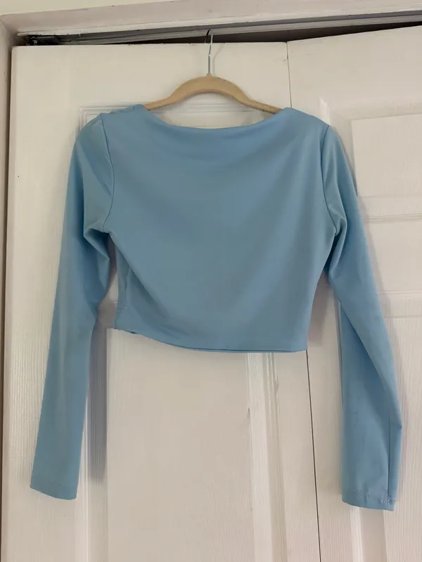 Shein Blue Crop Long Sleeve Blue - Image 2