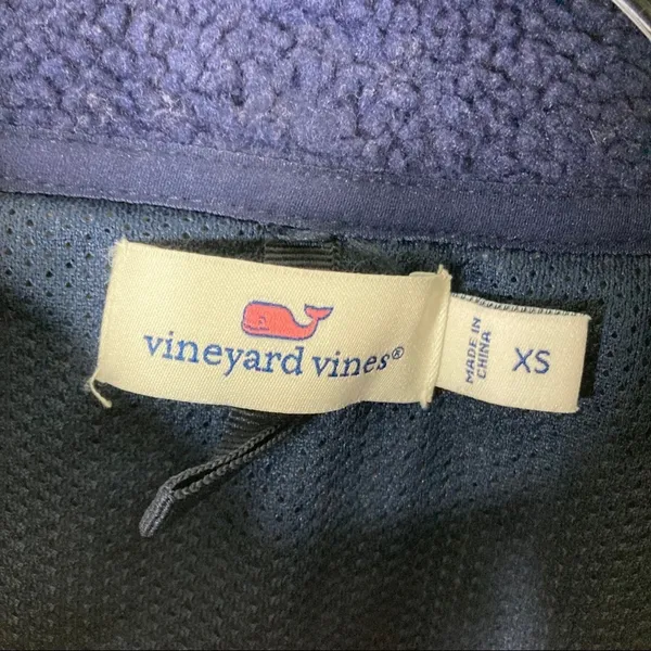 Vineyard Vines Navy Blue Fleece Winter Vest Quilted Polyester Womens X-Small - Image 4