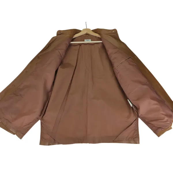 Vintage Stix Baer Fuller Vegan Faux Leather Jacket Brown Women's Large Vinyl‎ - Image 7
