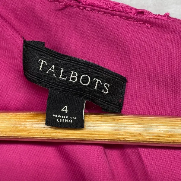 Talbots Pink Lace Dress Floral Occasion Party Cocktail‎ Short Sleeve Size 4 - Image 5