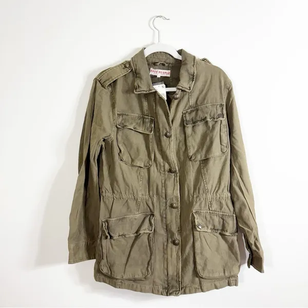 NWT Free People Not Your Brothers Surplus Jacket Olive Green Utility Military - Image 3