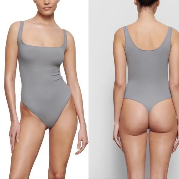 SKIMS Ribbed Stretch Cotton Bodysuit in Pacific NWOT - Image 2
