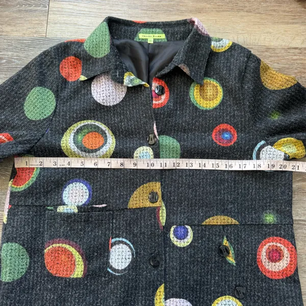 Trisha Tyler Gray Colorful Polka Dot Blouse M - Image 4