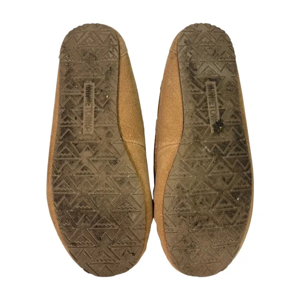 Minnetonka Cally Moccasin Slippers Womens 7M Brown Leather Faux Fur Cozy Cabin - Image 8