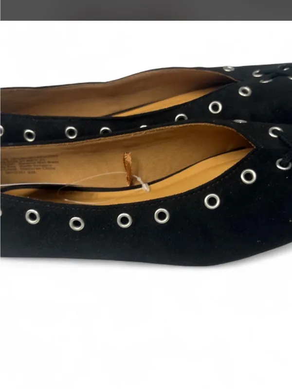 Time and Tru Black Lace-Up Grommet‎ Ballet Flats - Image 2