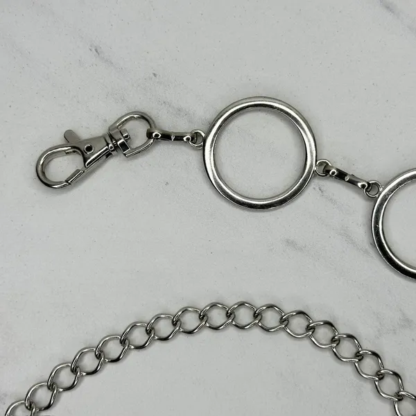 Rhinestone Open Hoop Circle Silver Tone Chain Link Belt One Size (OS) ✨ - Image 3
