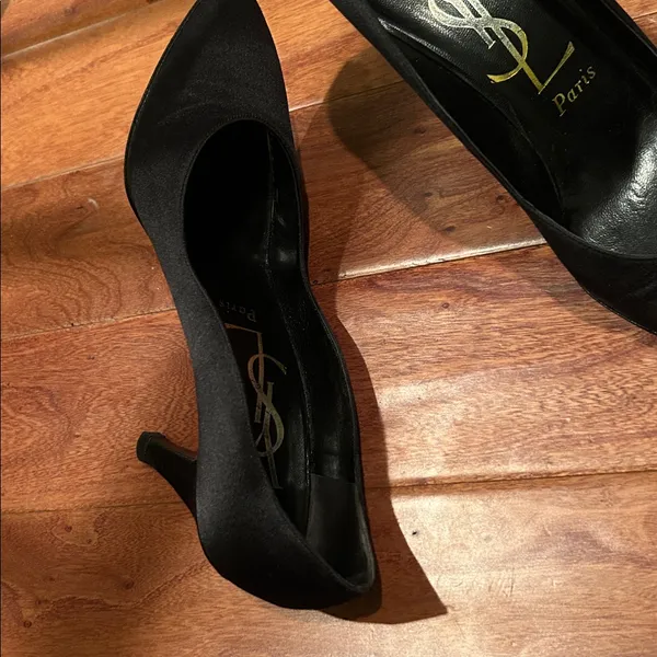 Authentic YSL Black Satin Heels Size 6.5 - Image 6