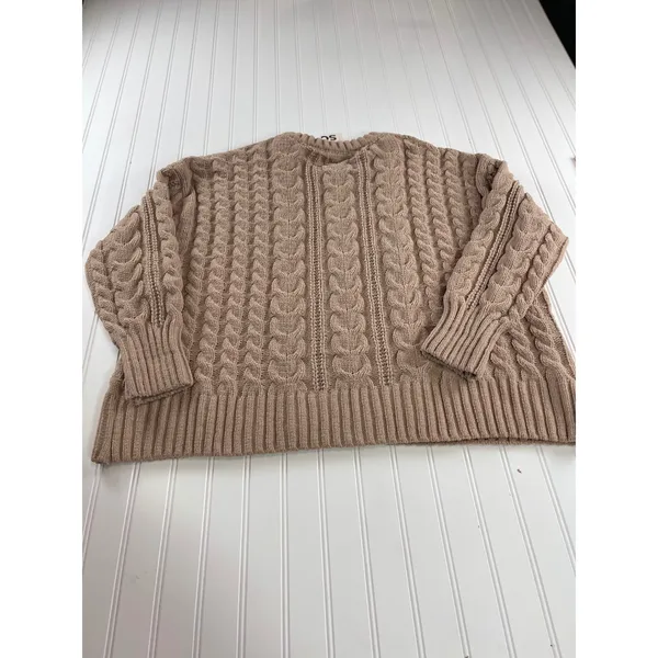 SO Women XXL Tan Brown Cable Knit Chenille Sweater Crewneck Oversized Cozy - Image 8