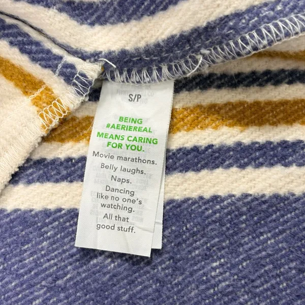 NWT Aerie‎ Button Down Jacket Shacket S/P Striped Stripe Pockets Plaid - Image 7
